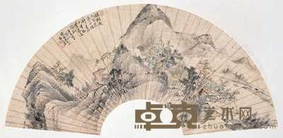 张道渥 疏树茅亭 扇面 25×72cm